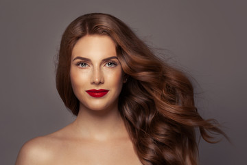 Beauty portrait of perfect red head woman. Beautiful female face