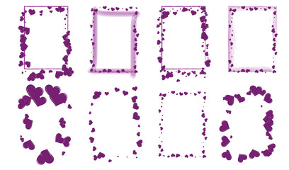 Rahmen Set  mit Herzen Liebe lila 