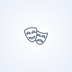 Theater mask, vector best gray line icon