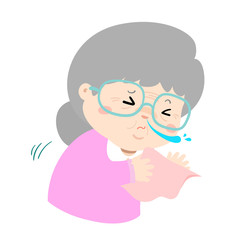 Ill grandmother sneezing cartoon vector