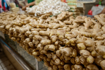 Ginger roots at a market