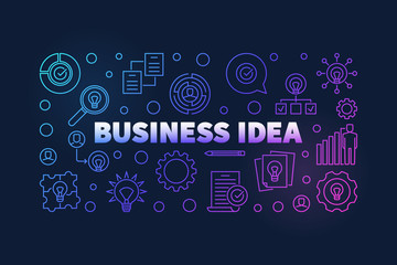 Fototapeta na wymiar Business Idea colorful illustration or banner in thin line style on dark background