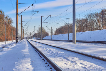 winter city in the morning sunrise
