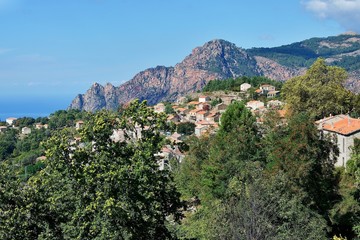 Corsica-view of the village Evisa