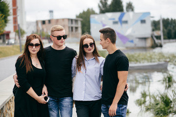 Group of friends laughing out loud outdoor