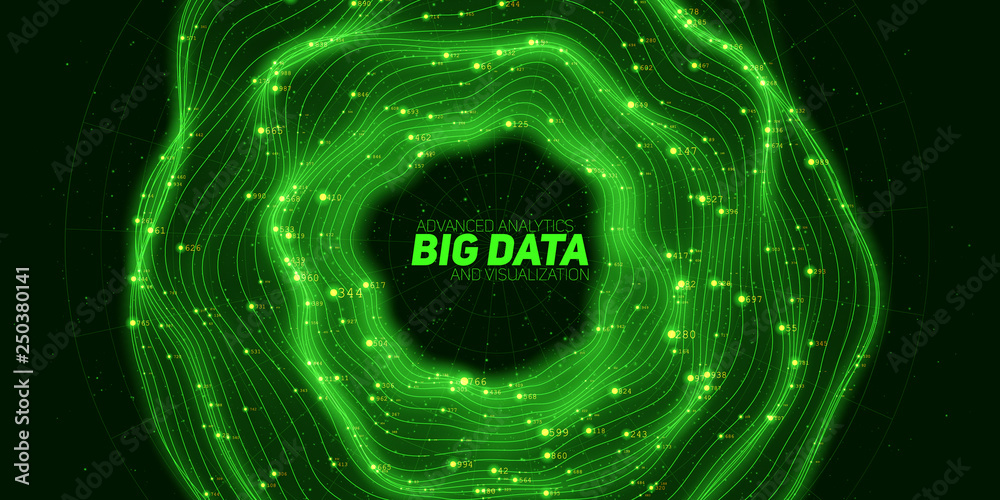 Poster big data green circular visualization. futuristic infographic. information aesthetic design. visual 