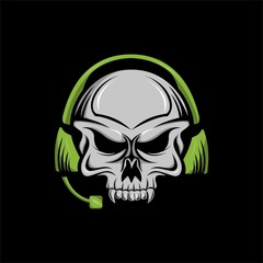 skull headphone head amazing design for your company or brand