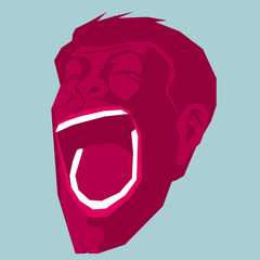 Ecstatic facial expressions. Isolated on blue background.