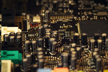 Dusty old sound card close-up. Shot low key, macro and selective focus. (retro lens)