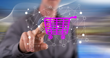 Man touching e-commerce concept