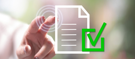 Woman touching a compliance concept