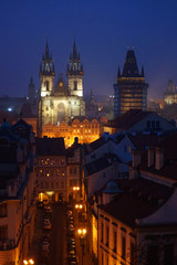 Fototapeta na wymiar view of old prague from klementinum tower