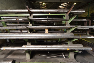 Rack with round iron for cutting at the plant for the production of components