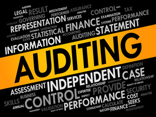AUDITING word cloud collage, business concept background
