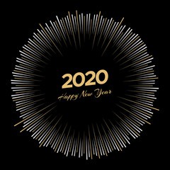 Fototapeta premium Firework with inscription 2020 and Happy New Year