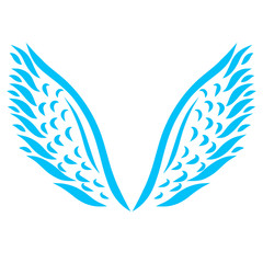 Fototapeta na wymiar Two wings, blue pattern on white background