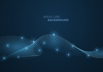 Fototapeta premium Futuristic abstract wave dot gradient line and illuminated light ball template background