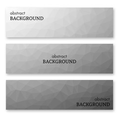 Set of three banners in low poly art style