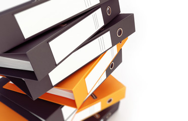 office binders  on a white background 3D illustration, 3D rendering