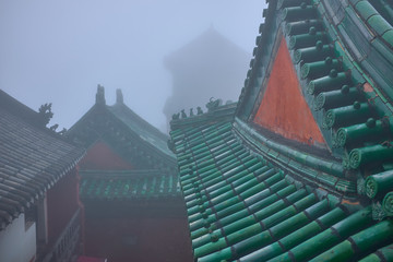 Green roof of a Old Chinese wushu temple.