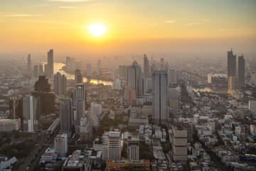 Fototapeta na wymiar Bangkok city. Cityscape of Bangkok modern office buildings, Thailand.