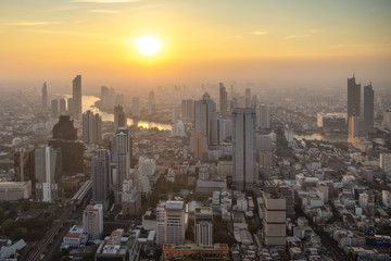 Naklejka na ściany i meble Bangkok city. Cityscape of Bangkok modern office buildings, Thailand.