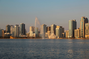Fototapeta na wymiar Panorama of Sharjah city, United Arab Emirates