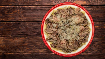 Boiled meat with dough in Kazakh