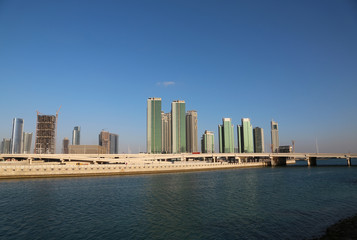 Fototapeta na wymiar Buildings on Al reem island in Abu Dhabi, United Arab Emirates