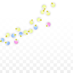 Vector Realistic Colorful Petals Falling on Transparent Background.  Spring Romantic Flowers Illustration. Flying Petals. Sakura Spa Design. Blossom Confetti. Design Elements for Wedding Decoration.