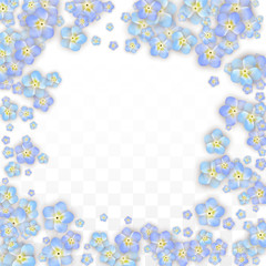 Blue Vector Realistic Blue Petals Falling on Transparent Background.  Spring Romantic Flowers Illustration. Flying Petals. Sakura Spa Design. Blossom Confetti. Design Elements for Wedding Decoration.