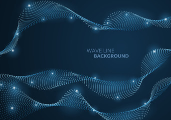 Futuristic abstract wave dot gradient line and illuminated light ball template background
