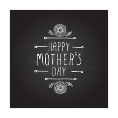 Fototapeta na wymiar Happy mothers day handlettering element on chalkboard background