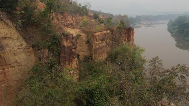 Aerial view Pha Ving Chu beautiful cliff in Chiangmai, Thailand.