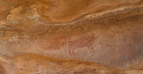 Cave paintings and petroglyphs in Amojjar Cave in mauritania