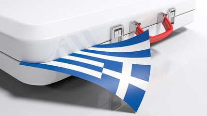 Obraz premium White suitecase with greek flag - 3D rendering illustration
