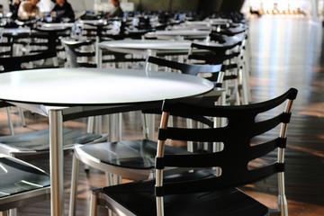 Round table lined in sunny rooms