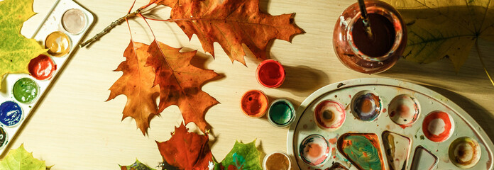 painted with colors autumn leaves