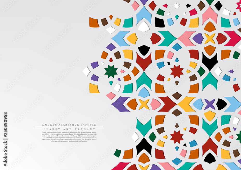 Wall mural Modern arabesque floral pattern colorful arabic background template vector