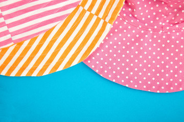 Textile, fabric, cloth pink polka dot and orange  striped