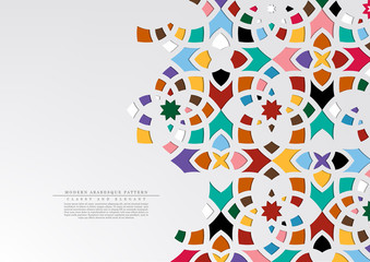 Modern arabesque floral pattern colorful arabic background template vector