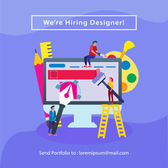 Hiring Designer Jobs Ads Template For Social Media Vector Illustration