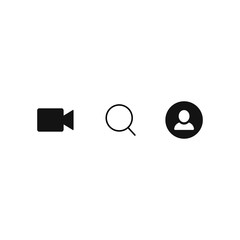 phone icons. Video, search and user. Simple flat vector icons set on white background EPS10