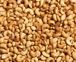 Cashew nuts background   close-up.Top view