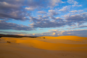White Dunes, Mui Ne (Phan Thiet) Vietnam. View of the sands at sunset.