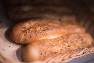 Fresh bread in the store.