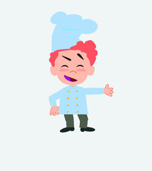 Chef showing something in an optimistic and positive attitude.