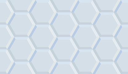 Wall 3d white ceramic tiles hexagon. High quality seamless 3d illustration