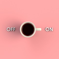 Top view of a cup of coffee isolated on pink background, Coffee concept illustration, 3d rendering