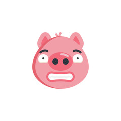 Scared expression emoticon flat icon, vector sign, colorful pictogram isolated on white. Piggy scared face emoji symbol, logo illustration. Flat style design
